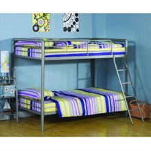Load image into Gallery viewer, Twin over Twin size Silver Metal Bunk Bed