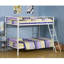 Load image into Gallery viewer, Twin over Twin size Sturdy Metal Bunk Bed in White