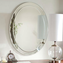 Load image into Gallery viewer, Oval Frameless Bathroom Vanity Wall Mirror with Beveled Edge Scallop Border