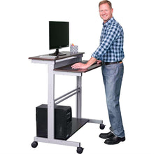 Load image into Gallery viewer, Stand Up Mobile Office Computer Desk Workstation in Dark Walnut Finish