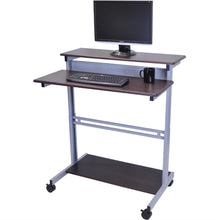 Load image into Gallery viewer, Stand Up Mobile Office Computer Desk Workstation in Dark Walnut Finish