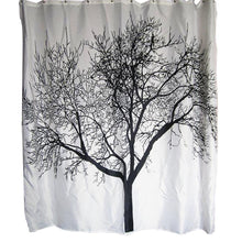 Load image into Gallery viewer, Black White Tree Silhouette Shower Curtain in Polyester Fabric