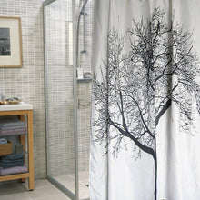 Load image into Gallery viewer, Black White Tree Silhouette Shower Curtain in Polyester Fabric