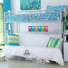 Load image into Gallery viewer, Twin over Full size Futon Bunk Bed in Modern Silver Metal Finish