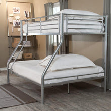 Load image into Gallery viewer, Modern Twin over Full size Bunk Bed in Silver Metal Finish