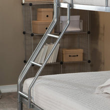 Load image into Gallery viewer, Modern Twin over Full size Bunk Bed in Silver Metal Finish