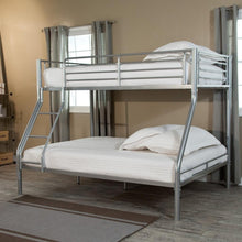Load image into Gallery viewer, Modern Twin over Full size Bunk Bed in Silver Metal Finish