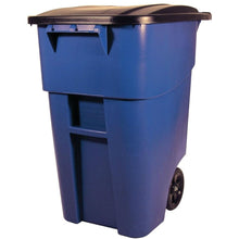 Load image into Gallery viewer, 50 Gallon Blue Commercial Heavy-Duty Rollout Trash Can Waste-Utility Container