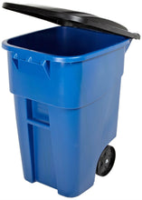 Load image into Gallery viewer, 50 Gallon Blue Commercial Heavy-Duty Rollout Trash Can Waste-Utility Container