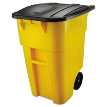Load image into Gallery viewer, 50 Gallon Yellow Commercial Heavy-Duty Rollout Trash Can Waste-Utility Container