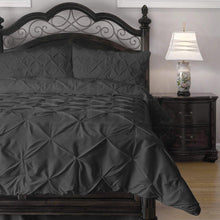 Load image into Gallery viewer, Queen size 4-Piece Charcoal Microfiber Comforter Set w- Pinch Pleat Puckering
