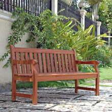 Load image into Gallery viewer, 5-Ft Outdoor Wooden Garden Bench with Armrests