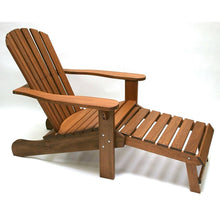 Load image into Gallery viewer, Outdoor Eucalyptus Wood Patio Adirondack Chair with Slide-out Ottoman