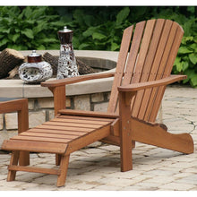 Load image into Gallery viewer, Outdoor Eucalyptus Wood Patio Adirondack Chair with Slide-out Ottoman