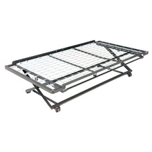 Load image into Gallery viewer, Twin size White Metal Daybed Frame with Wood Slats and Pop Up Trundle Bed