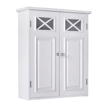 Load image into Gallery viewer, Bathroom Wall Cabinet in White with Crisscross Pattern Window