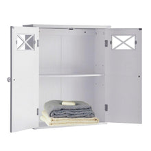 Load image into Gallery viewer, Bathroom Wall Cabinet in White with Crisscross Pattern Window