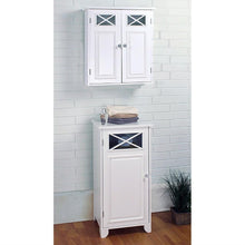 Load image into Gallery viewer, Bathroom Wall Cabinet in White with Crisscross Pattern Window