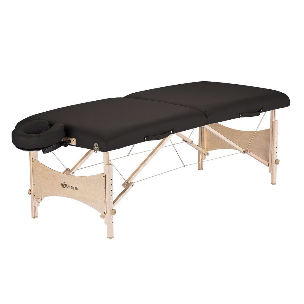 Black Portable Massage Table with Adjustable Headrest Face Cradle and Carry Case