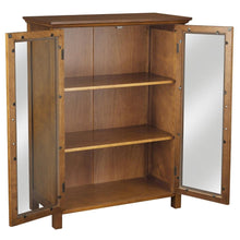 Load image into Gallery viewer, Oak Finish Bathroom Floor Cabinet with 2 Glass Doors &amp; Storage Shelves
