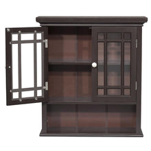 Load image into Gallery viewer, Dark Espresso 2-Door Bathroom Wall Cabinet with Open Shelf