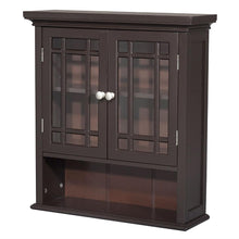 Load image into Gallery viewer, Dark Espresso 2-Door Bathroom Wall Cabinet with Open Shelf