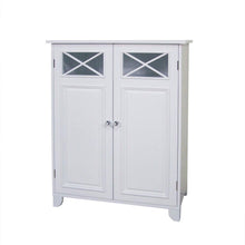 Load image into Gallery viewer, White 2-Door Bathroom Floor Cabinet with Adjustable Storage Shelf