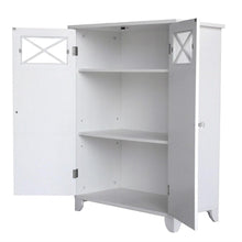 Load image into Gallery viewer, White 2-Door Bathroom Floor Cabinet with Adjustable Storage Shelf