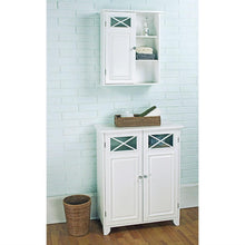 Load image into Gallery viewer, White 2-Door Bathroom Floor Cabinet with Adjustable Storage Shelf