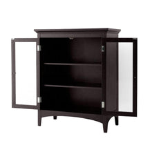 Load image into Gallery viewer, Dark Espresso Freestanding Bathroom Floor Cabinet with Storage Shelves