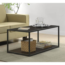 Load image into Gallery viewer, Modern Industrial Style Espresso Wood Coffee Table with Sturdy Metal Frame