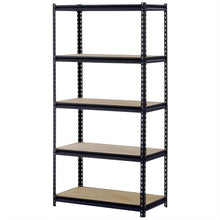 Load image into Gallery viewer, Sturdy Black Steel 5-Shelf Storage Rack Freestanding Shelving Unit
