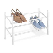 Load image into Gallery viewer, 2-Tier Stackable Shoe Rack Organizer Storage Shelves in White