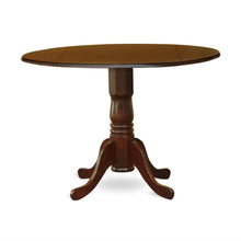 Load image into Gallery viewer, Round 42-inch Drop Leaf Dining Table with Pedestal Base in Mahogany Wood Finish