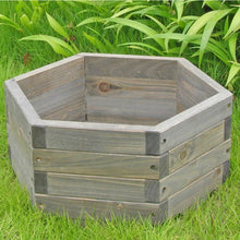 Load image into Gallery viewer, Small 16 x 16 x 7-inch Hexagon Fir Wood Garden Planter Box