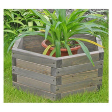 Load image into Gallery viewer, Small 16 x 16 x 7-inch Hexagon Fir Wood Garden Planter Box