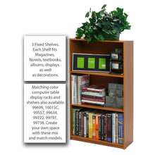 Load image into Gallery viewer, Light Cherry Finish 3-Tier Storage Shelves Bookcase