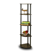 Load image into Gallery viewer, 5-Tier Corner Display Shelf Bookcase in Espresso &amp; Black