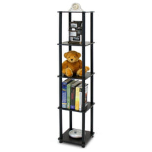 Load image into Gallery viewer, 5-Tier Square Corner Display Shelf Bookcase in Espresso-Black