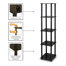 Load image into Gallery viewer, 5-Tier Square Corner Display Shelf Bookcase in Espresso-Black