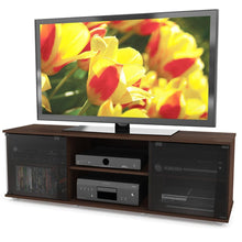 Load image into Gallery viewer, Contemporary Brown TV Stand with Glass Doors - Fits TV's up to 64-inch