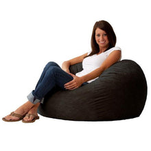 Load image into Gallery viewer, Black Suede Medium 3-Foot Bean Bag Chair - Made in USA