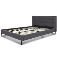 Load image into Gallery viewer, Full size Grey Mid-Century Modern Upholstered Platform Bed Frame with Headboard