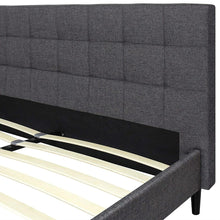 Load image into Gallery viewer, Full size Grey Mid-Century Modern Upholstered Platform Bed Frame with Headboard