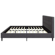Load image into Gallery viewer, Full size Grey Mid-Century Modern Upholstered Platform Bed Frame with Headboard