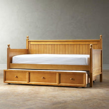 Load image into Gallery viewer, Twin size Contemporary Daybed with Roll-Out Trundle Bed in Maple Wood Finish