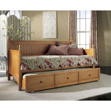 Load image into Gallery viewer, Twin size Contemporary Daybed with Roll-Out Trundle Bed in Maple Wood Finish