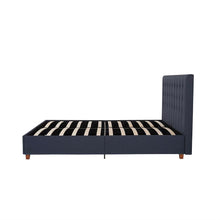 Load image into Gallery viewer, Full Blue Linen Upholstered Platform Bed with Headboard