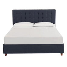 Load image into Gallery viewer, Full Blue Linen Upholstered Platform Bed with Headboard