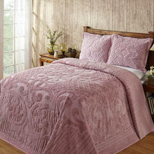 Load image into Gallery viewer, Full size 100-Percent Cotton Chenille Bedspread in Pink - Machine Washable